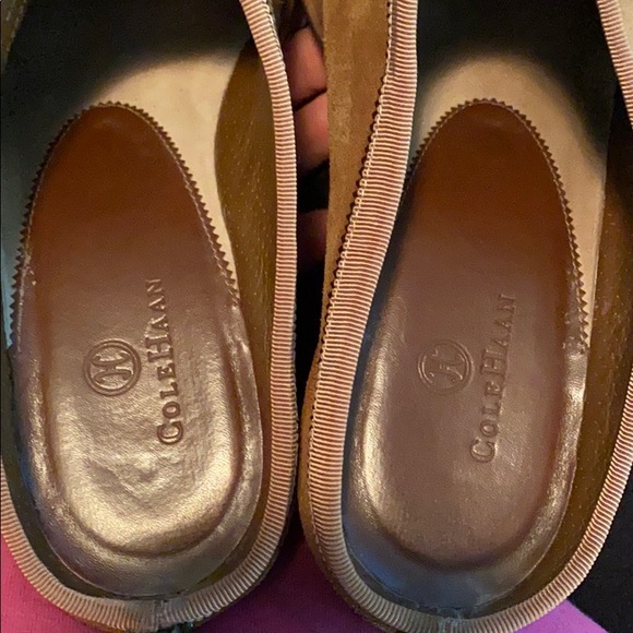 Cole Haan camel colored suede clog wedge heels - Picture 7 of 8